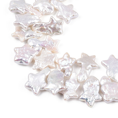 Brins de perles keshi baroques nucléées naturelles, perle de culture d'eau douce, étoiles, top foré