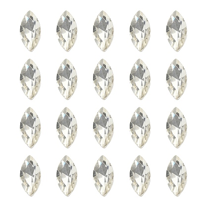 20Pcs Pointed Back Glass Rhinestone Cabochons, Faceted, Horse Eye