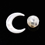 Conjunto de cuentas de concha blanca natural, luna con ronda