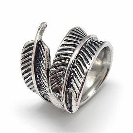 Alloy Finger Rings, Wide Band Rings, Chunky Rings, Leaf, Size 7
