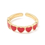 Кольцо-манжета с эмалью в форме сердца, долговечное открытое кольцо из латуни с покрытием для женщин, золотые