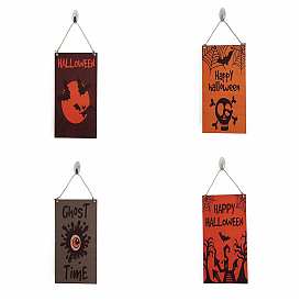 Halloween Theme Wooden Wall Hanging Decoration, Decorative Props for Indoor, with Hemp Rope