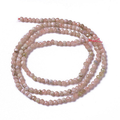 Brins de perles de rhodochrosite argentine naturelles, facette, ronde