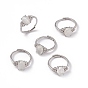 Anillos ajustables ovalados de labradorita natural, anillos de dedo de latón en tono platino para mujer