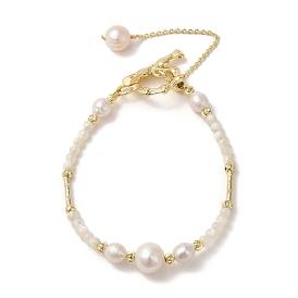 Bracelets en perles naturelles, perles et tubes en laiton