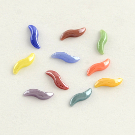 Pearlized Plated Opaque Glass Cabochons, Twist, 10x3x2mm