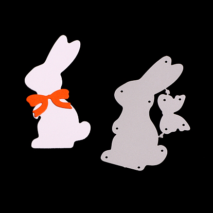 Bunny Frame Carbon Steel Cutting Dies Stencils, Rabbit with Bowknot for DIY Scrapbooking/Photo Album, Decorative Embossing Paper Card