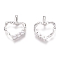 Brass Micro Pave Clear Cubic Zirconia Charms, Long-Lasting Plated, Twist Heart
