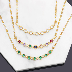 Minimalist Colorful Cubic Zirconia Necklace for Women - Luxurious Collarbone Chain with High-end Appeal (NKB420)