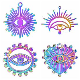 Stainless Steel Pendants, Rainbow Color, Heart/Sun/Evil Eye Charms