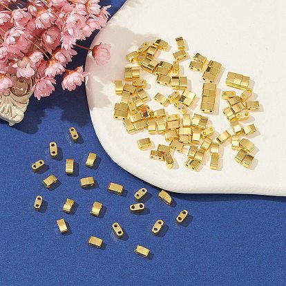 Metallic Colours Glass Seed Beads, 2-Hole, Rectangle