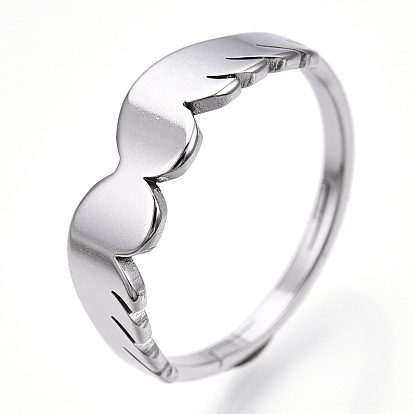 304 anillo ajustable de ala de acero inoxidable para mujer