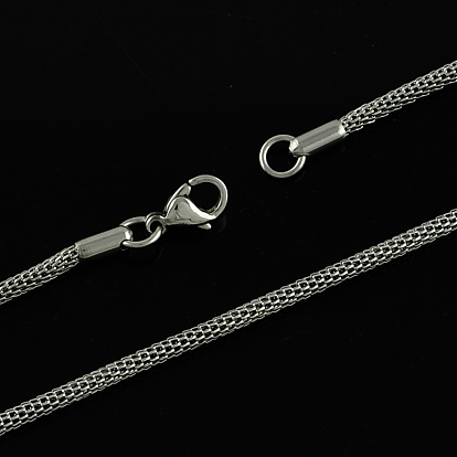 201 Stainless Steel Network Chain Necklaces, with Lobster Clasps, 20"