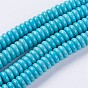 Perles synthétiques turquoise brins, rondelle, teint
