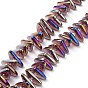 Electroplate Transparent Glass Beads Strands, Rainbow Plated, Triangle