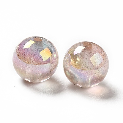 Perlas de acrílico iridiscentes arcoíris transparentes chapadas en uv, perlas de brillo, rondo