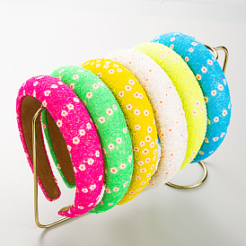 Fashionable Floral Headband for Women with High Crown and Wide Sponge Band