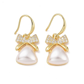 Boucles d'oreilles pendantes en zircone cubique transparente avec perles en plastique, bijoux en laiton de placage de rack pour les femmes, sans cadmium et sans plomb