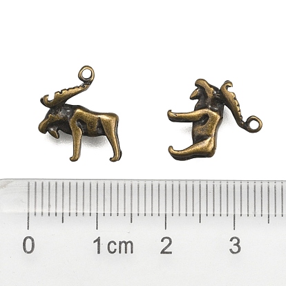 Brass Pendants, Lead Free & Cadmium Free & Nickel Free, Christmas Reindeer/Stag, 15x13x5mm, Hole: 1mm