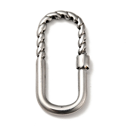 Tibetan Style 304 Stainless Steel Linking Rings, Oval Locking Carabiner Shape
