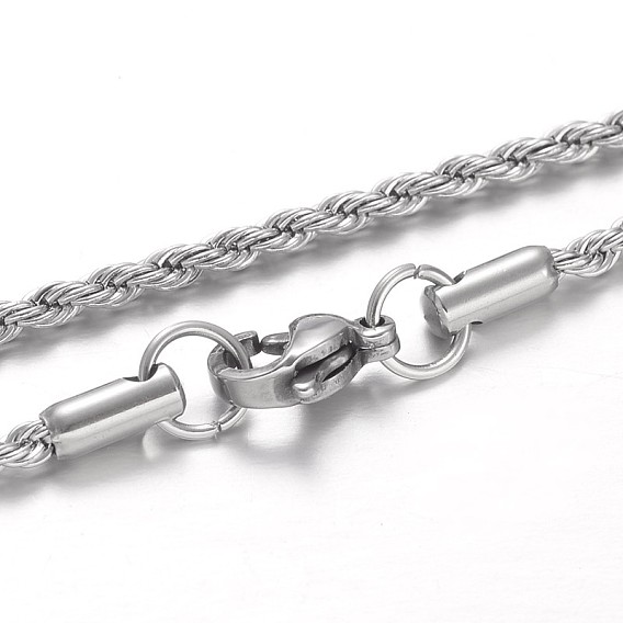 304 collares de cadena de la cuerda de acero inoxidable, con cierre de langosta