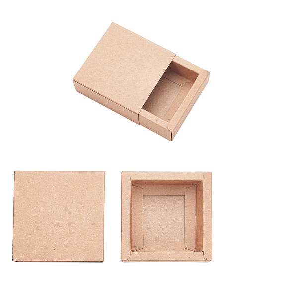 Boîte à tiroirs en papier kraft, boîte pliante, boîte à tiroirs, rectangle