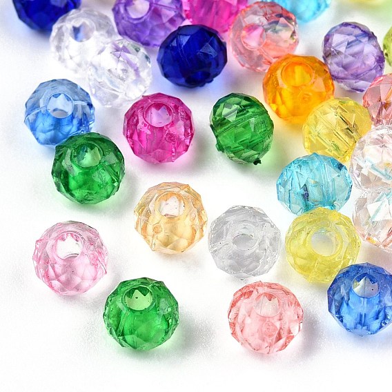 Transparent Acrylic Beads, Faceted, Rondelle