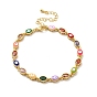 Браслет-цепочка с овальными звеньями из эмали и стекла, золотые латунные украшения для женщин