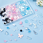 Pandahall elite 3 sacs 3 couleurs perles de résine transparentes et opaques, fleur & facette ronde & coeur & papillon, formes mixtes