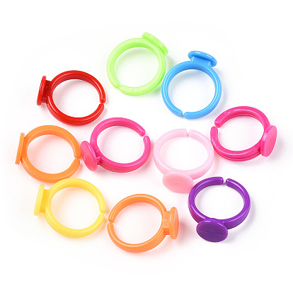 Manchette composants de l'anneau acrylique coloré, pour les enfants, 14mm, Plateau: 9 mm