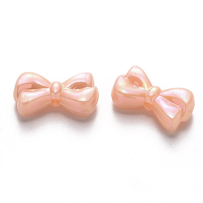 Opaque Acrylic Beads, AB Color Plated, Bowknot