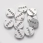 304 Stainless Steel Charms, Flat Round with Word Love