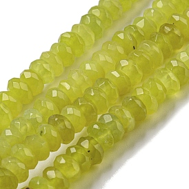 Natural Lemon Jade Beads Strands, Faceted, Rondelle