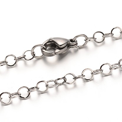 304 из нержавеющей стали кабель цепи ожерелья, с карабин-лобстерами , 29.5 дюйм (74.9 см) x 3 мм