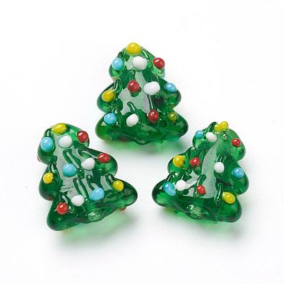 Abalorios de colores vario hechos a mano, árbol de Navidad, desigual