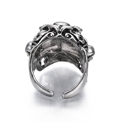 Готический панк-череп из сплава открытое кольцо-манжета для мужчин и женщин, без кадмия и без свинца