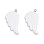 Opaque Resin Pendants, Wing Charms, with Platinum Plated Iron Loops