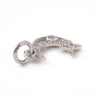 Brass Micro Pave Cubic Zirconia Charms, with Jump Ring, Moon & Star Charm