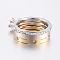 304 Stainless Steel Stackable Finger Ring Sets, with Cubic Zirconia and Polymer Clay Rhinestone, Crystal