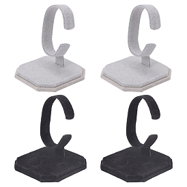 Fingerinspire 4Pcs 2 Colors Velvet Bracelet Display Stands, with Iron Finding, for jewelry display