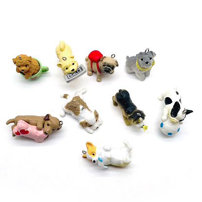 Pendentifs en plastique de bande dessinée de PVC, avec boucles en fer couleur platine, pour la fabrication de porte-clés bricolage, charmes de chien