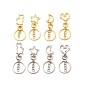 Fermoirs porte-clés pivotants en alliage, avec porte-clés fendus, fleur & chat & coeur & lune & étoile, forme mixte
