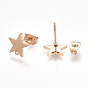 Ion Plating(IP) 304 Stainless Steel Stud Earring Findings, with Loop and Flat Plate, Ear Nuts/Earring Backs, Star