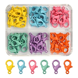 60Pcs 6 Colors Spray Painted Eco-Friendly Alloy Lobster Claw Clasps, Cadmium Free & Nickel Free & Lead Free