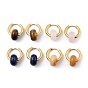304 Stainless Steel Huggie Hoop Earrings, with 316 Surgical Stainless Steel Pin and Rondelle Natural Gemstone Beads, Golden