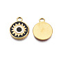 304 Stainless Steel Enamel Pendants, Real 18K Gold Plated, Flat Round with Eye