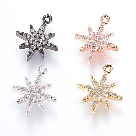 Brass Micro Pave Cubic Zirconia Charms, FLower