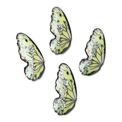 Кабошоны с пайетками из полупрозрачной смолы, бабочка