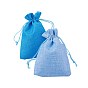 S pochettes d'emballage en toile de jute bleu, sacs à cordonnet