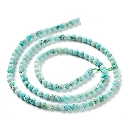 Brins de perles de turquoise péruvienne naturelle (jaspe), facette, ronde